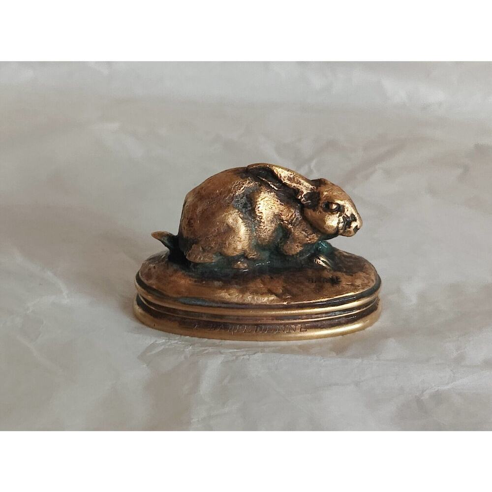 Antoine Louis BARYE . Rabbit with lying ears. Bronze.